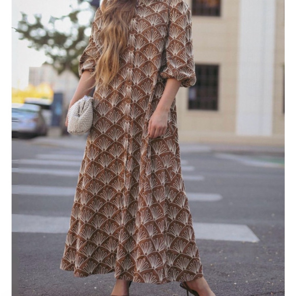 Dainty Jewells Windsor Walk Embroidered Slightly Oversized Maxi Dress Pockets-S - Picture 16 of 16